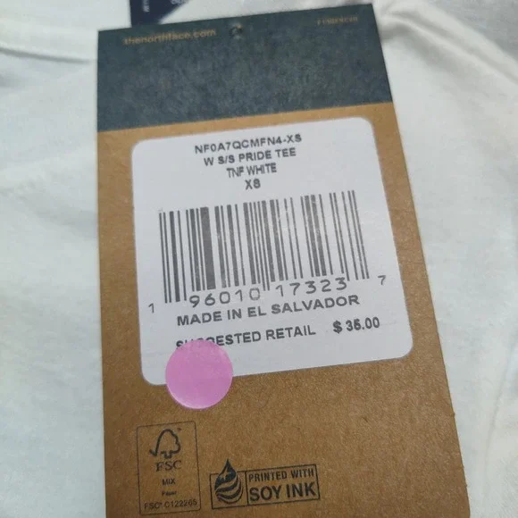 NORTH FACE PRIDE Women XS Slim Fit White Short Sleeve T-shirt NEW - Picture 3 of 11